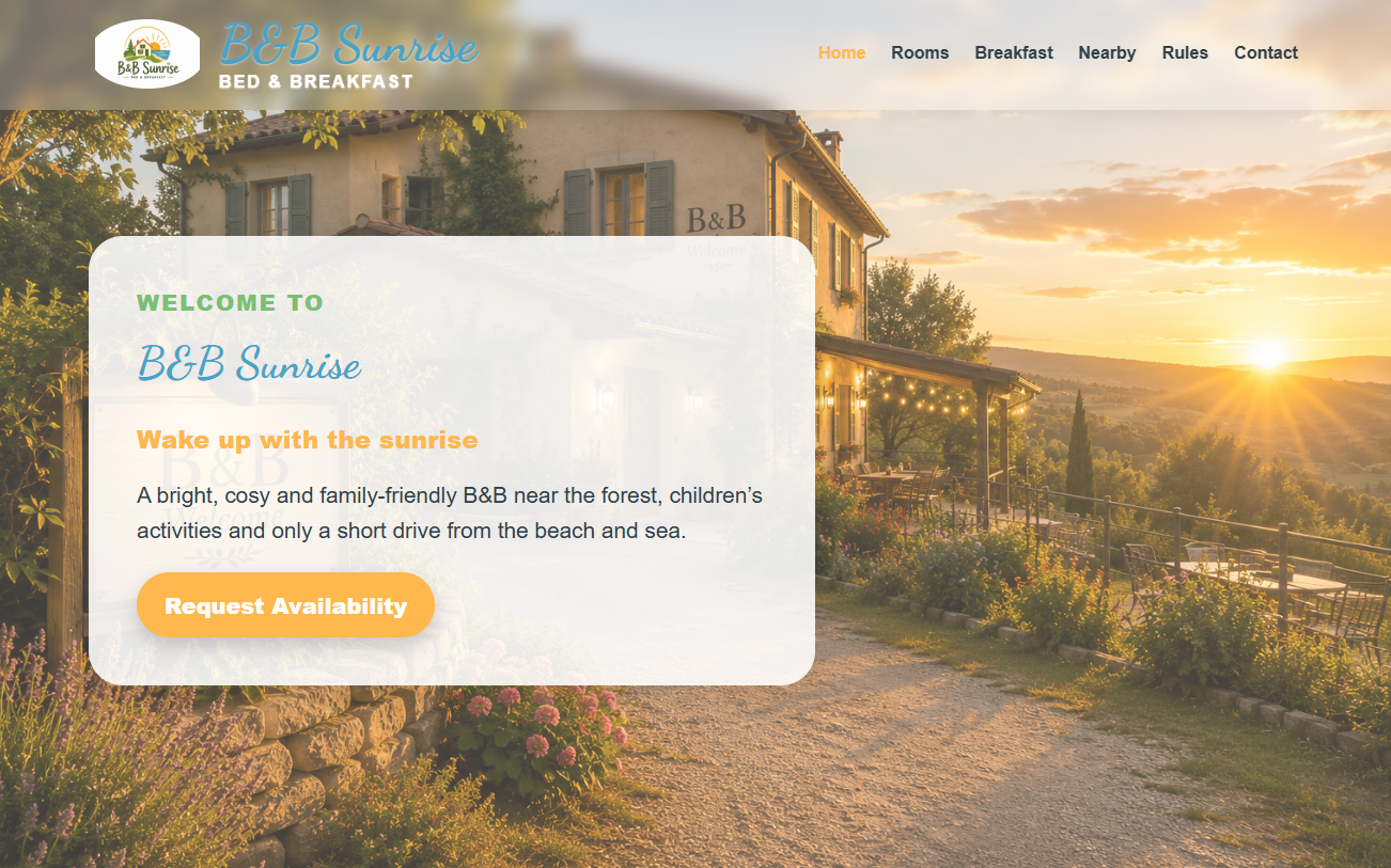 B&B website template preview