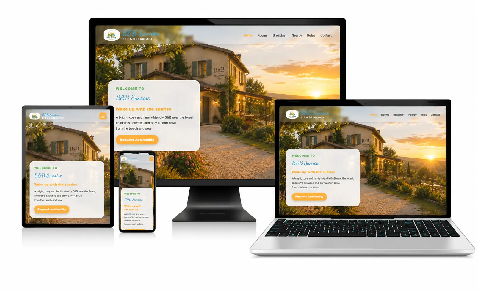 Preview of The Sunrise hospitality website design