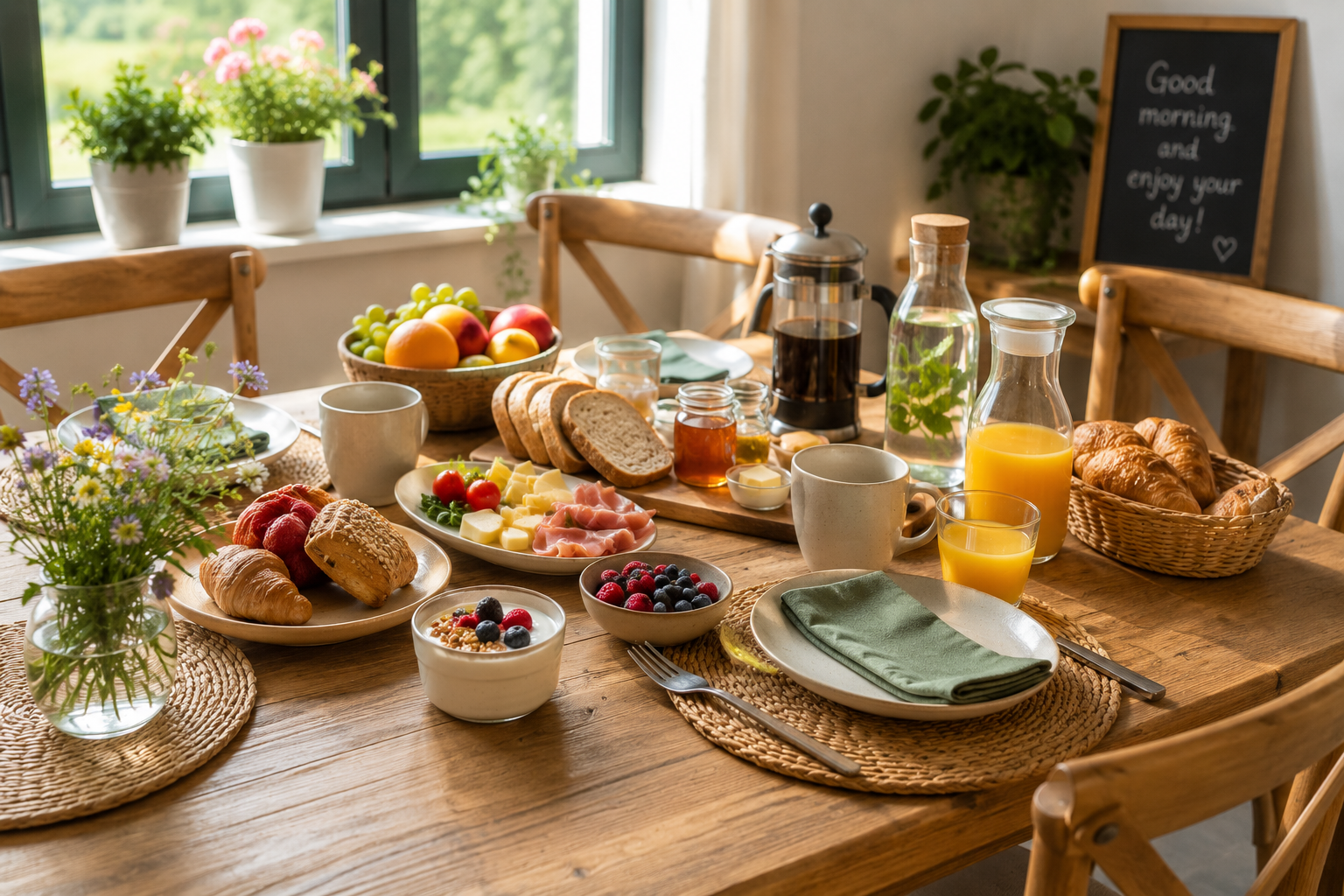 Breakfast table at B&B Sunrise